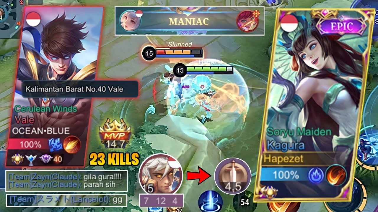 23 Kills Kagura Hapezet VS Senior Vale! Begini Kalau Kagura Lagi Mode Aggressive | Mobile Legends