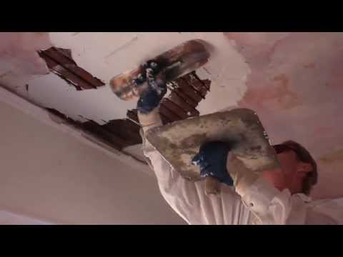 Repair a damaged ceiling with drywall compound