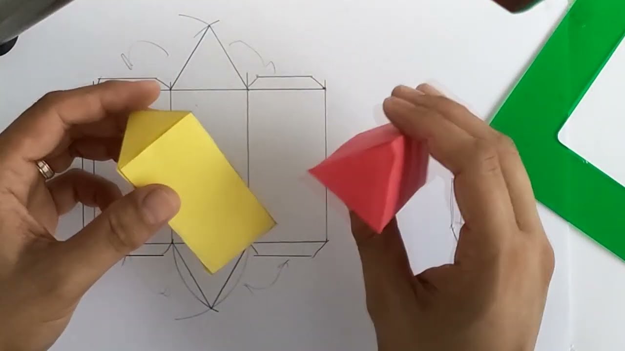 Desarrollo de un prisma recto de base triangular | Cómo hacer un prisma de papel o cartulina