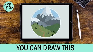 You Can Draw This  LANDSCAPE with Mountains in PROCREATE