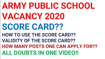 AWES VACANCY 2020 |SCORE CARD| |HOW TO USE THE SCORE CARD| ARMY PUBLIC SCHOOL VACANCY 2020