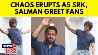 Shahrukh Khan \& Salman Khan Fans Face Lathicharge Outside Galaxy Apartments On Eid | N18V | News18