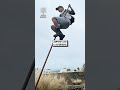 Jumping down mountain using giant wooden stick 😲                       🎥:  TikTok / nephbravo