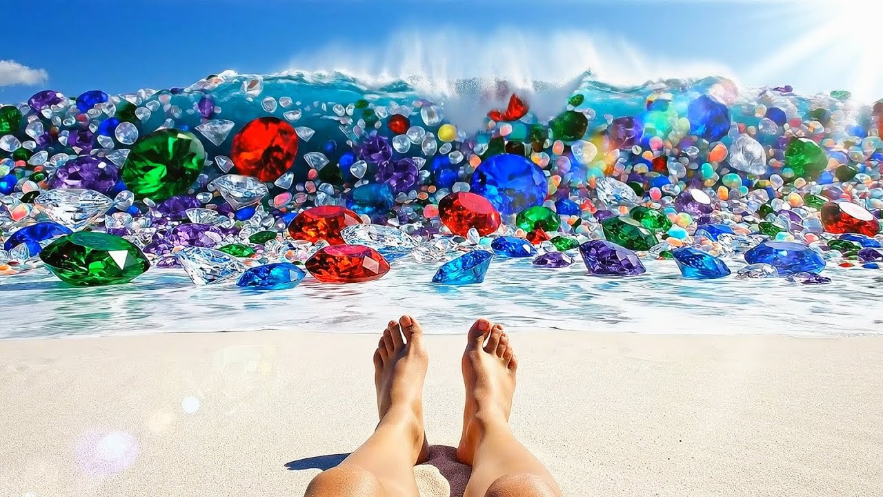Diamond Tsunami Wave POV 💎🌊 | Unreal Beach Experience #pov #tsunami #beach #jewellery #diamond