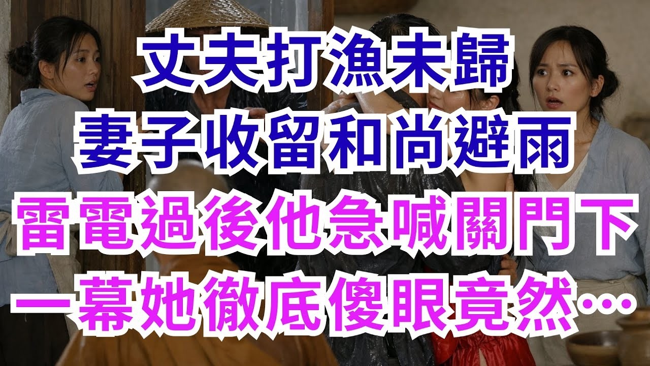 深夜淺談 丈夫打漁未歸，妻子收留和尚避雨；雷電過後他急喊關門，下一幕她徹底傻眼竟然……#淺談人生#民間故事#孝顺#儿女#讀書#養生#深夜淺讀#情感故事#房产#晚年哲理#中老年心語#養老#真實故事