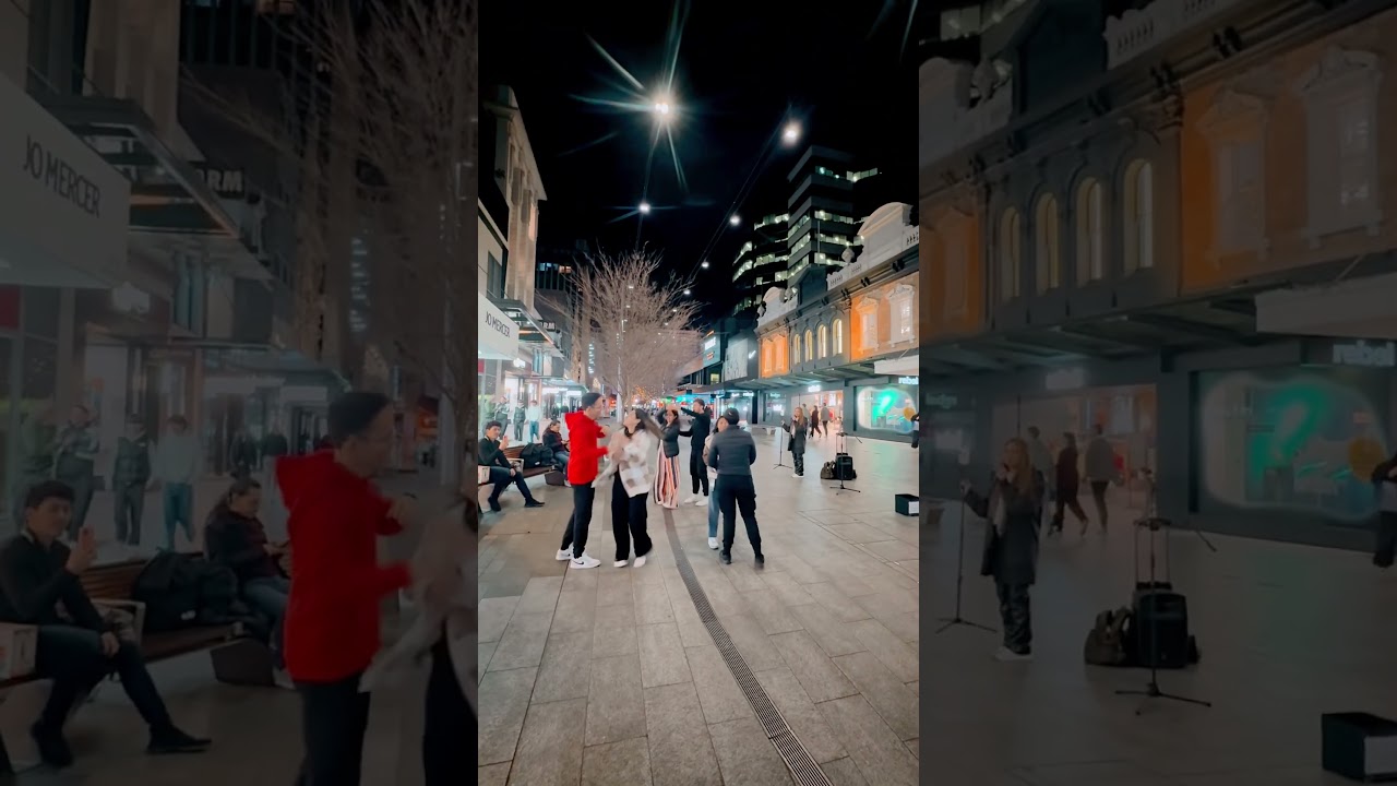 Beautiful Columbians dancing in the streets of Adelaide