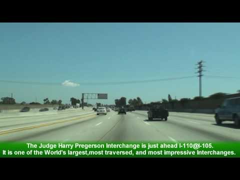 video follows ca110 south through downtown os angeles to i-110 to long beach california