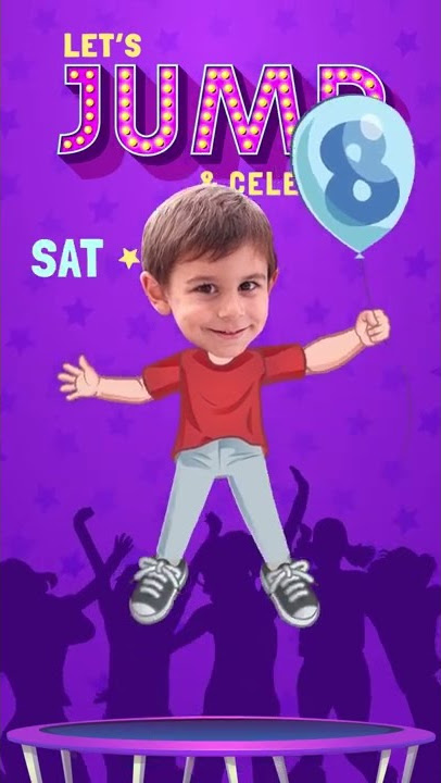 Trampoline Bounce House Birthday Video Invitation for Girls, Jump Party with Your Kid's Photo