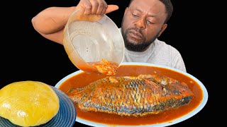 ASMR EXTREMELY HOT PEPPER SOUP AND TILAPIA FISH WITH FUFU | AFRICAN FOOD