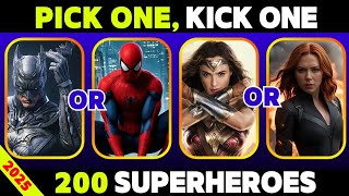 Pick One Kick One | 200 Marvel and DC Superheroes 🦸‍♂️ Spiderman | Wonder Woman | Deadpool 😎