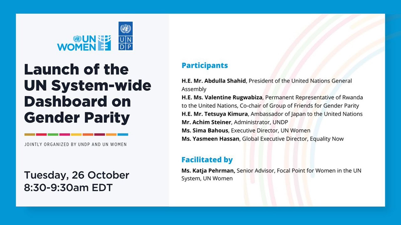 Launch of the UN System-wide Dashboard on Gender Parity - YouTube