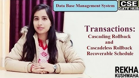 DBMS: Transaction: Cascading Rollback & CascadeLess Roll back Recoverable Schedule by Rekha Kushwaha