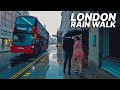 Walking in the Rain in London, UK ☔️🇬🇧- 3D binaural city sounds and 4K Rain Ambience