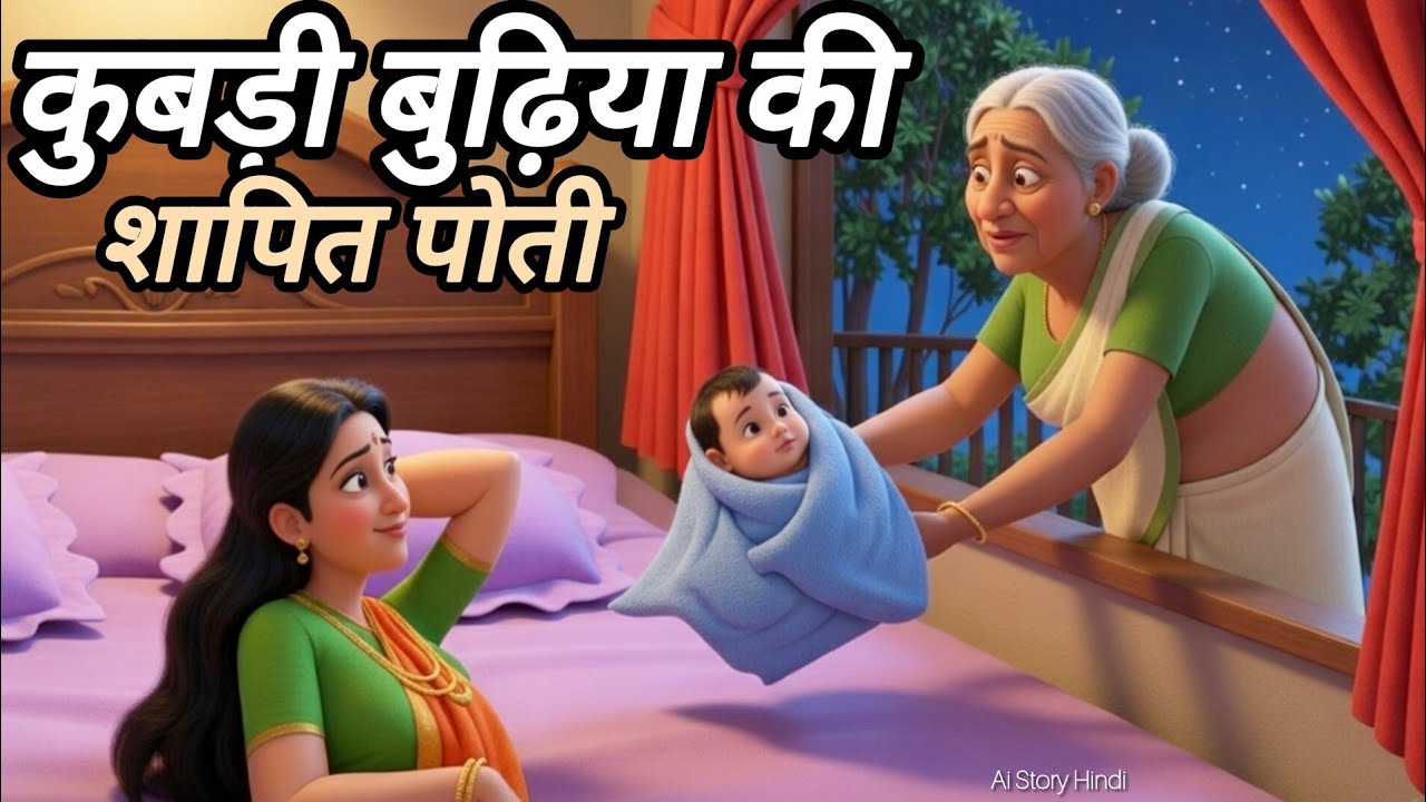 बूढ़ी की शापित पोती | AI Story Hindi | 2D Animation Mystery Kahani #airkmbisra
