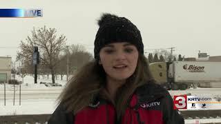 Lindsie Hiatt reports on slick roads in Great Falls