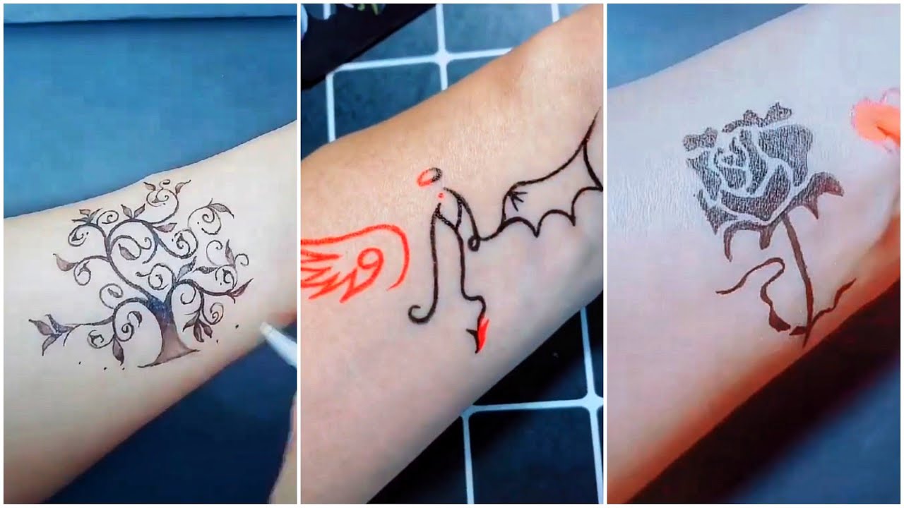 Vẽ hình xăm tay bằng bút bi đẹp, dễ thương | Hand tattoo ...