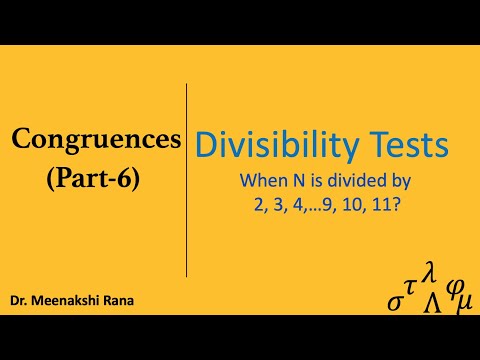 Congruences | Part 6| Divisibility Tests