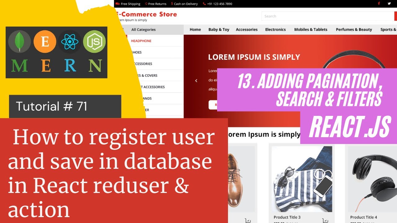 React js Tutorial # 71| How to register user and save in database in ...