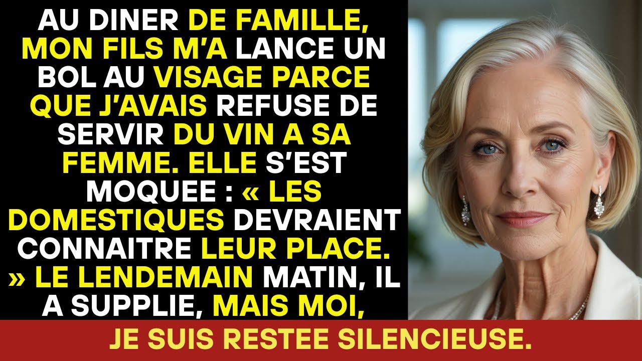 Lors du dîner, mon fils m’a lancé un bol au visage car j’ai refusé de servir une boisson à sa femme.
