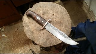 Making a bowie knife from chunk of leaf spring machete 2