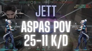 MIBR aspas POV Jett on Split 25-11 K/D (VALORANT Pro POV)