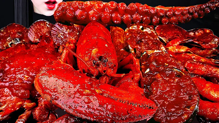 ASMR SPICY SEAFOOD, 해물찜 먹방, SPICY ENOKI MUSHROOM, OCTOPUS, LOBSTER, SHRIMP, CLAM, 매운 팽이버섯 먹방MUKBANG