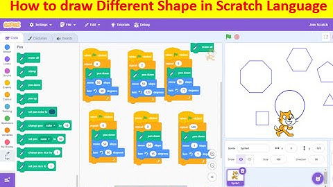 #scratch How to Draw Different Shapes in Scratches Language Square Triangle Circle Pentagon Hexagon