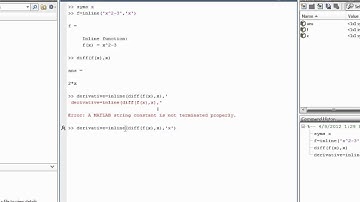 Matlab Essential Skills Sect 39 Evaluating Derivatives at a Point