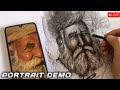 Old man live portrait demonstration 9 may 2023  sahil singhmar art