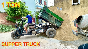 Công nông một khối chở cát siêu khoẻ | Máy xúc hitachi xúc cát lên công nông ô tô | excavator truck