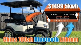 $1499 CHINS 51.2V 100AH LifePO4 Smart Lithium Battery for Golf Cart Conversions | Bluetooth App