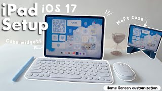 How to Customise Your iPad with iOS 17! 🩵 cute widgets, Moft case unboxing | aesthetic & easy setup