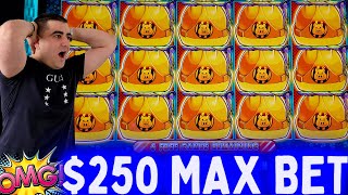 $250 Max Bet FULL SCREEN Jackpot On Huff N More Puff Slot ! PART-2 screenshot 4
