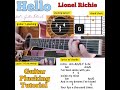 Hello - Lionel Richie guitar chords w/ lyrics & plucking tutorial