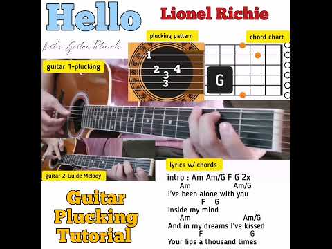 Hello - Lionel Richie Guitar Chords W Lyrics x Plucking Tutorial