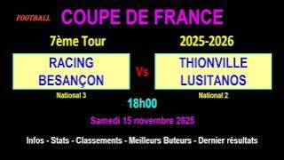 RACING BESANÇON - THIONVILLE LUSITANOS: 7th Round of the 2025-2026 French Cup