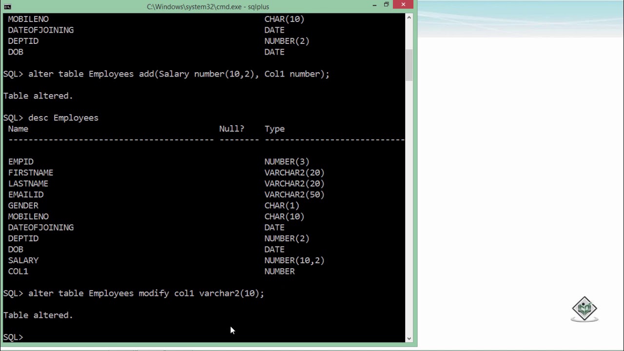 alter table คือ  Update 2022  Oracle - SQL - Alter Table