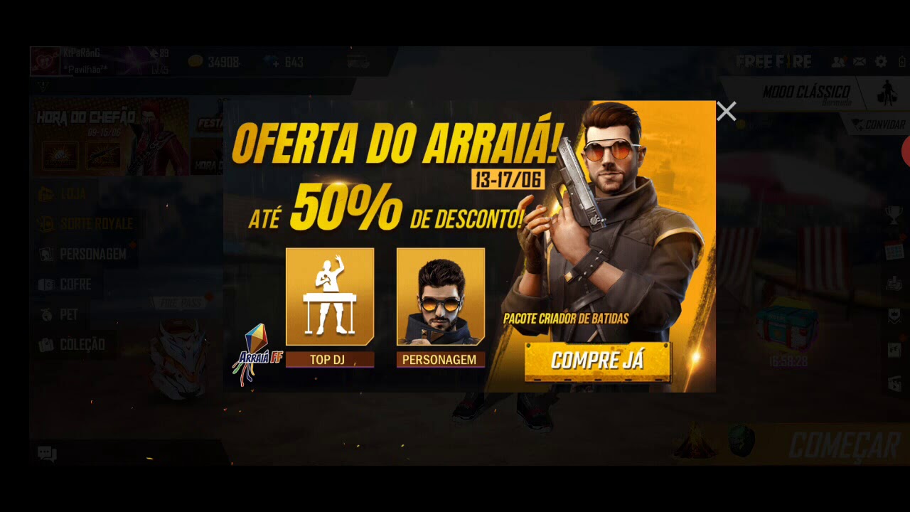 OFERTA DO ARRAIÁ! RECARGA ARRAIÁ FREE FIRE ALOK COM ...