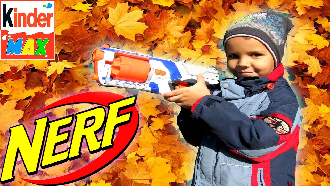 КИНДЕР МАКС И Супер пушка Нерф! Ружье - пистолет Игры для детей. Kinder ...