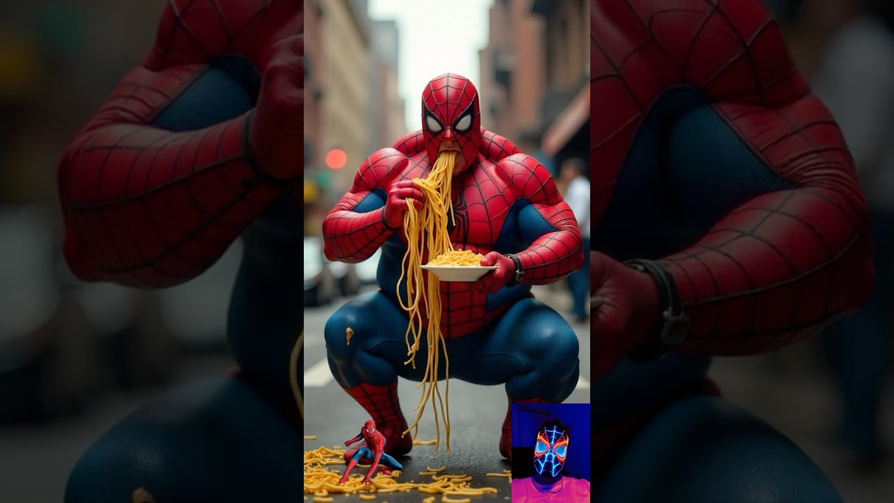 Fat superheroes eating noodle | Marvel & DC characters