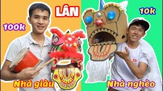 ĐẦU LÂN THÙNG GIẤY TỰ CHẾ 10K VS ĐẦU LÂN MUA 100K - Trung Thu Con Nhà Giàu Và Con Nhà Nghèo | TGS