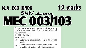 MEC 003/ MEC 103|| M.A. ECONOMICS IGNOU || NUMERICAL June 2014& 2018