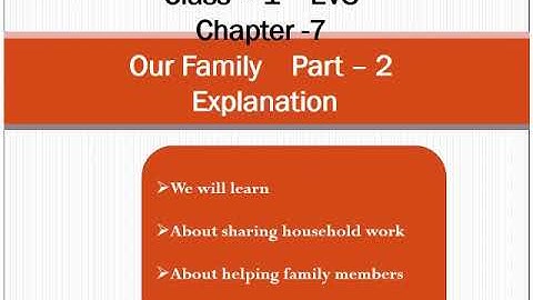 Class- 1 , Subject - EVS , Chapter - 7 , Our Family , Part: 2