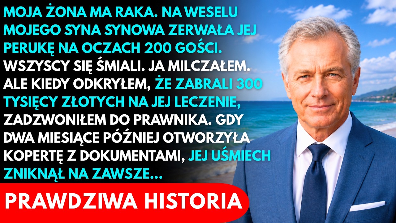 Na weselu mojego syna jego żona zerwała perukę z głowy mojej chorej na raka żony i uniosła ją wysoko jak trofeum, przed dwustoma gośćmi. Moja Danuta stała z gołą, poranioną po chemioterapii skórą...