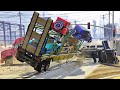 Devastating Traffic Accidents &amp; Incidents With Loaded Wagons With Trailers and Semi-trailers - GTA 5