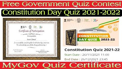 Free Government Quiz I Constitution Day Quiz I MyGov Quiz Certificate I MyGov I @DigitalClassroomOfficial