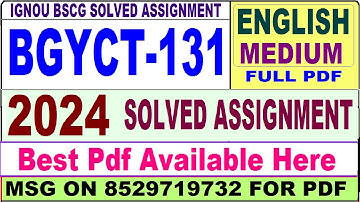 BGYCT 131 solved assignment 2024 || bgyct 131 solved assignment 2023-24 in English ||  bgyct131 2024