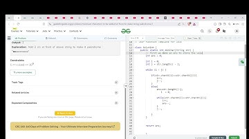 Min Chars to Add for Palindrome | JAVA | GFG POTD |  3-12-2024 | GeeksForGeeks | DSA