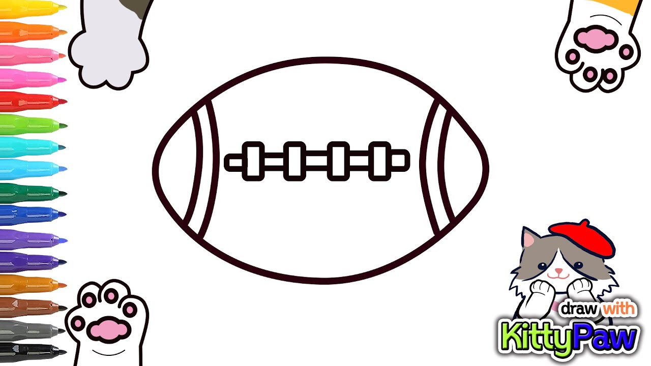 Drawing for children Easy Rugby ball Coloring for Kids How to