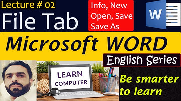 File Tab in MS Word 2016. Info, New, Open, Save and Save As Commands in MS Word. English. Softlink.